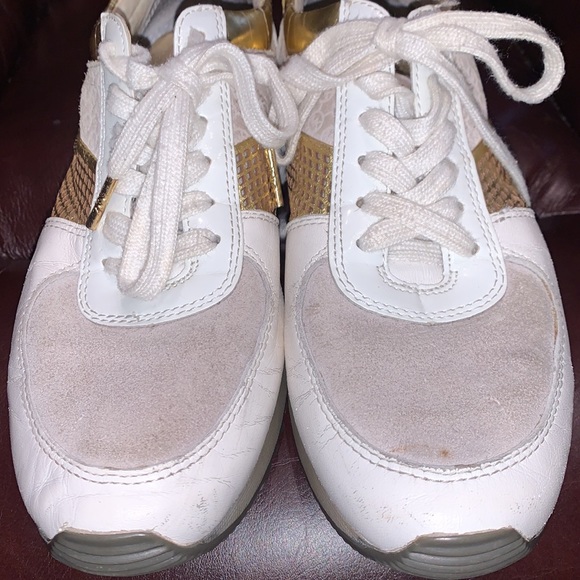 Michael Kors Gold & White Sneakers - Picture 5 of 16
